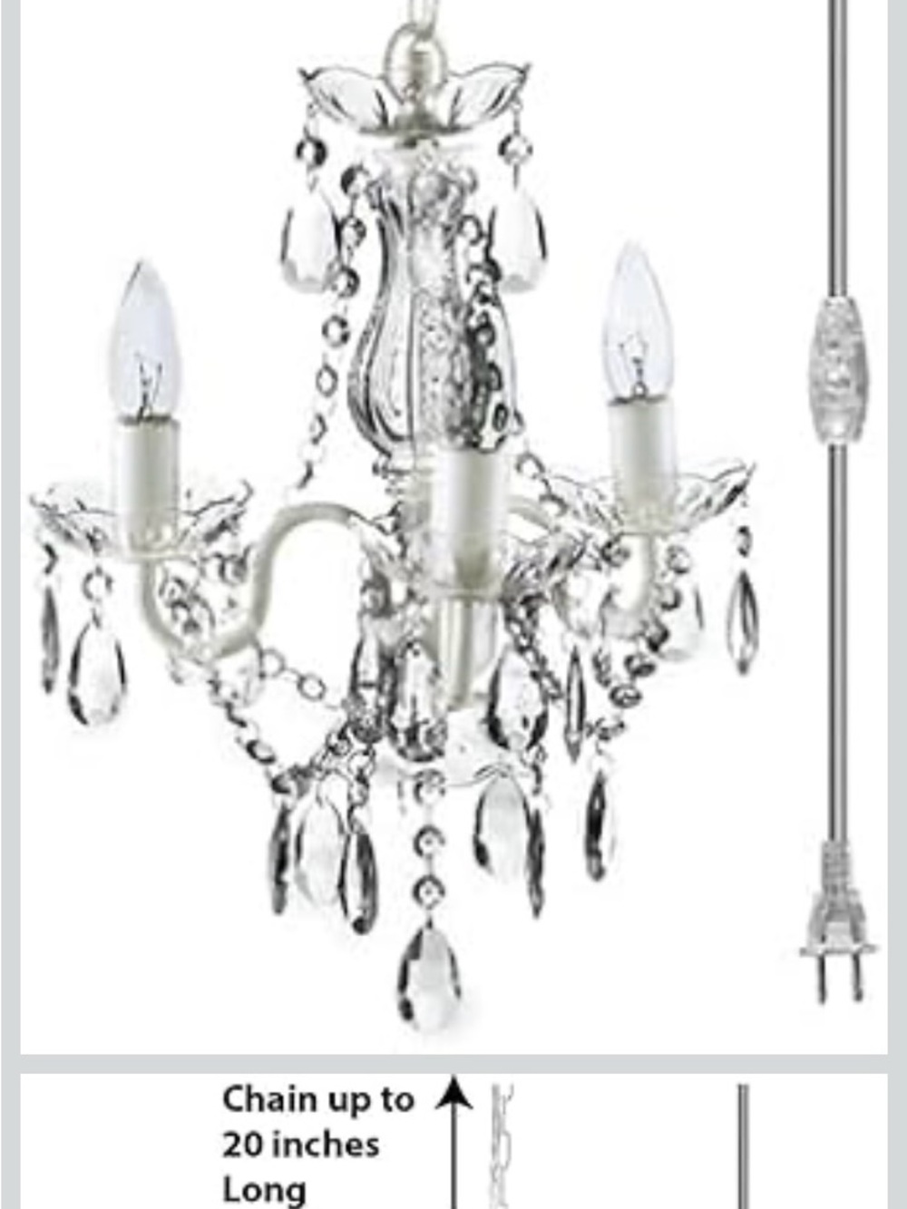 Gypsy crystal chandelier 3 light mini plug in lighting fixture glam chic